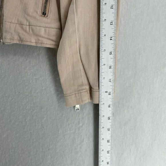 Banana Republic Jacket Women's Sz M Blush Pink Full-Zip Cropped Motorcycle Coat - Picture 6 of 12